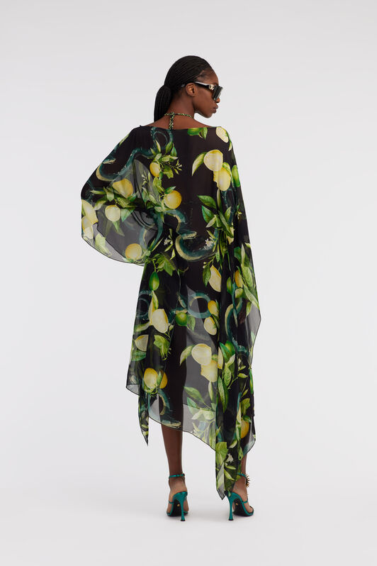 RC Lemon print kaftan Negro SYW052-CTI89