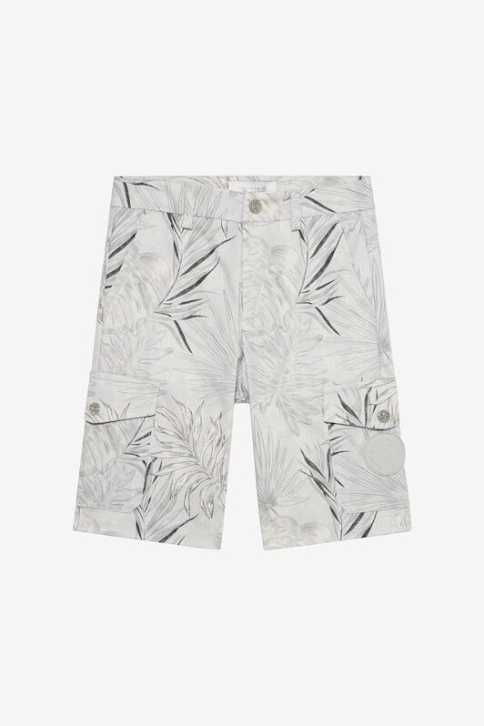 JU Grey Bermuda Shorts with Foliage Print GREY VJT25D-6SP31