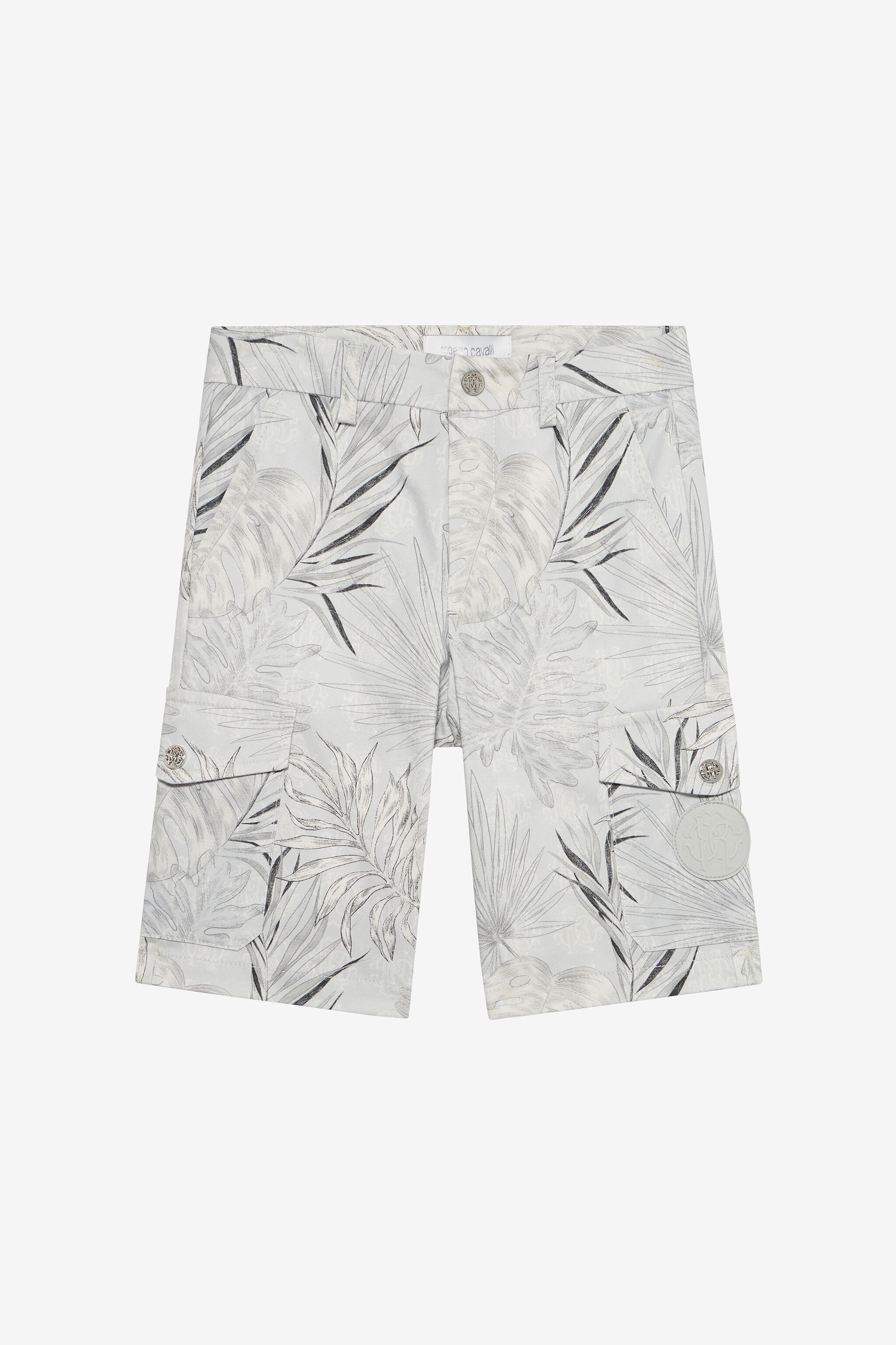 JU Grey Bermuda Shorts with Foliage Print GREY VJT25D-6SP31