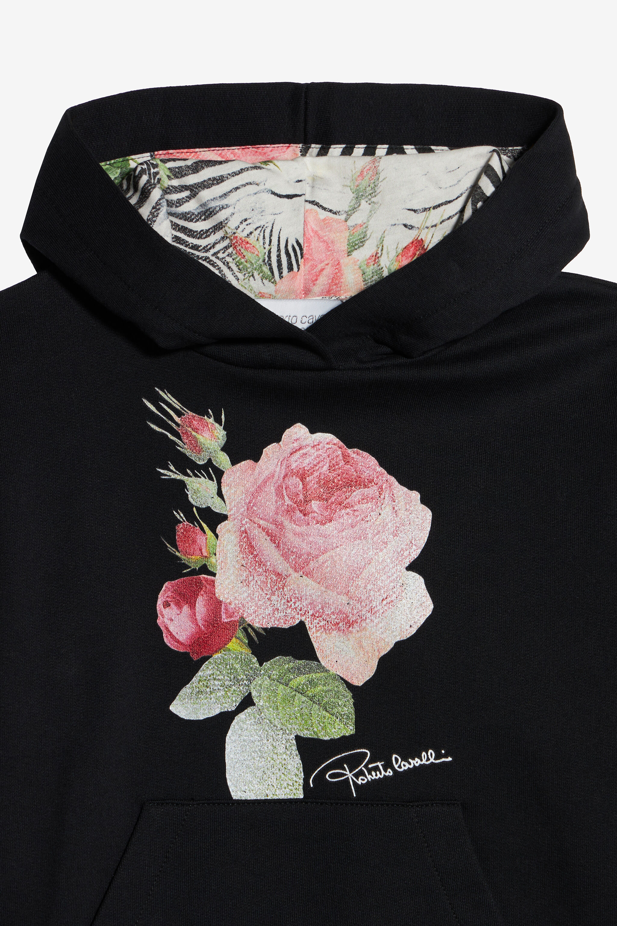 JU Sweat-Shirt En Coton Avec Roses BLACK UJT69B-CF050