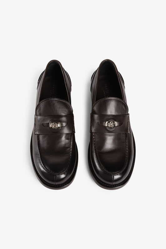 RC Logo-plaque leather loafers RC Logo-plaque leather loafers Dark brown RRS033-PZA84