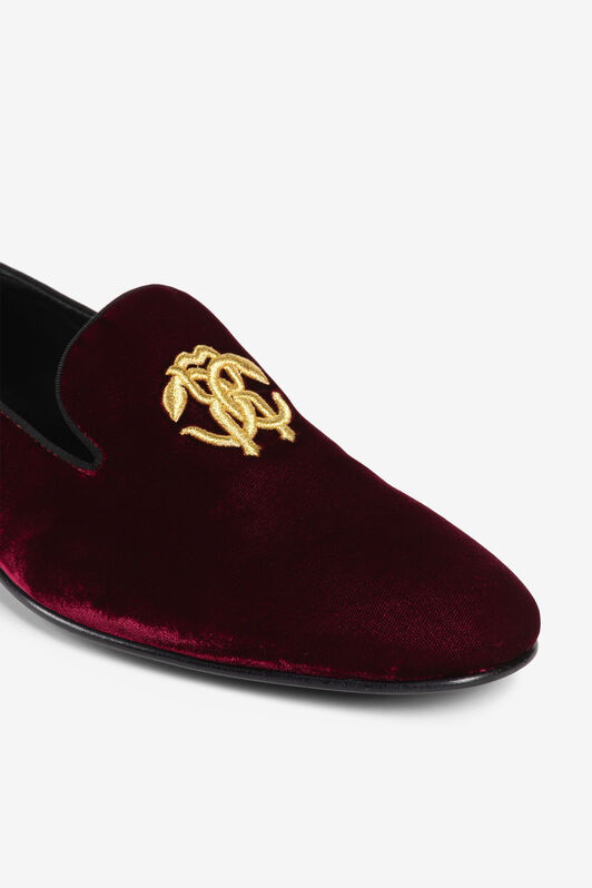RC Loafers aus Samt mit Monogramm Mirror Snake Dunkelrot RRS029-VL039