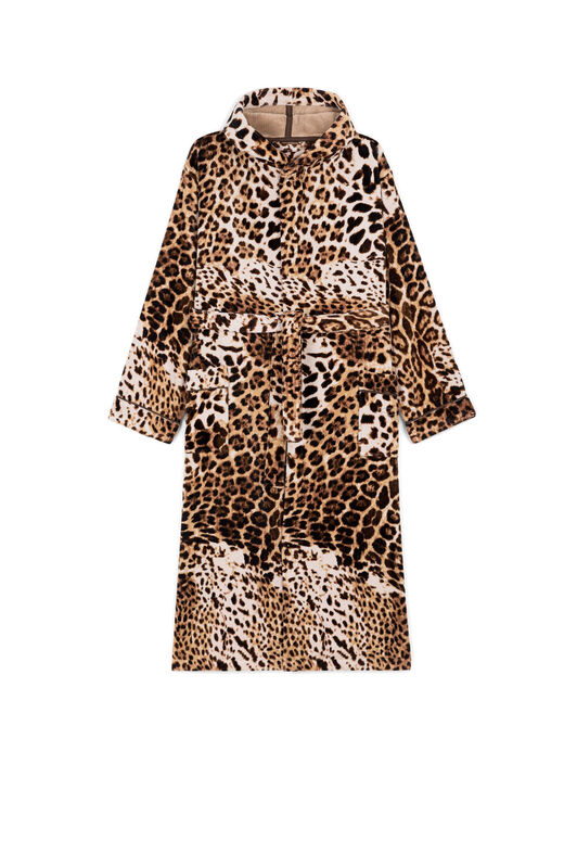RC Leopard-Print Cotton Bathrobe RC Leopard-Print Cotton Bathrobe Brown 223146-#0000