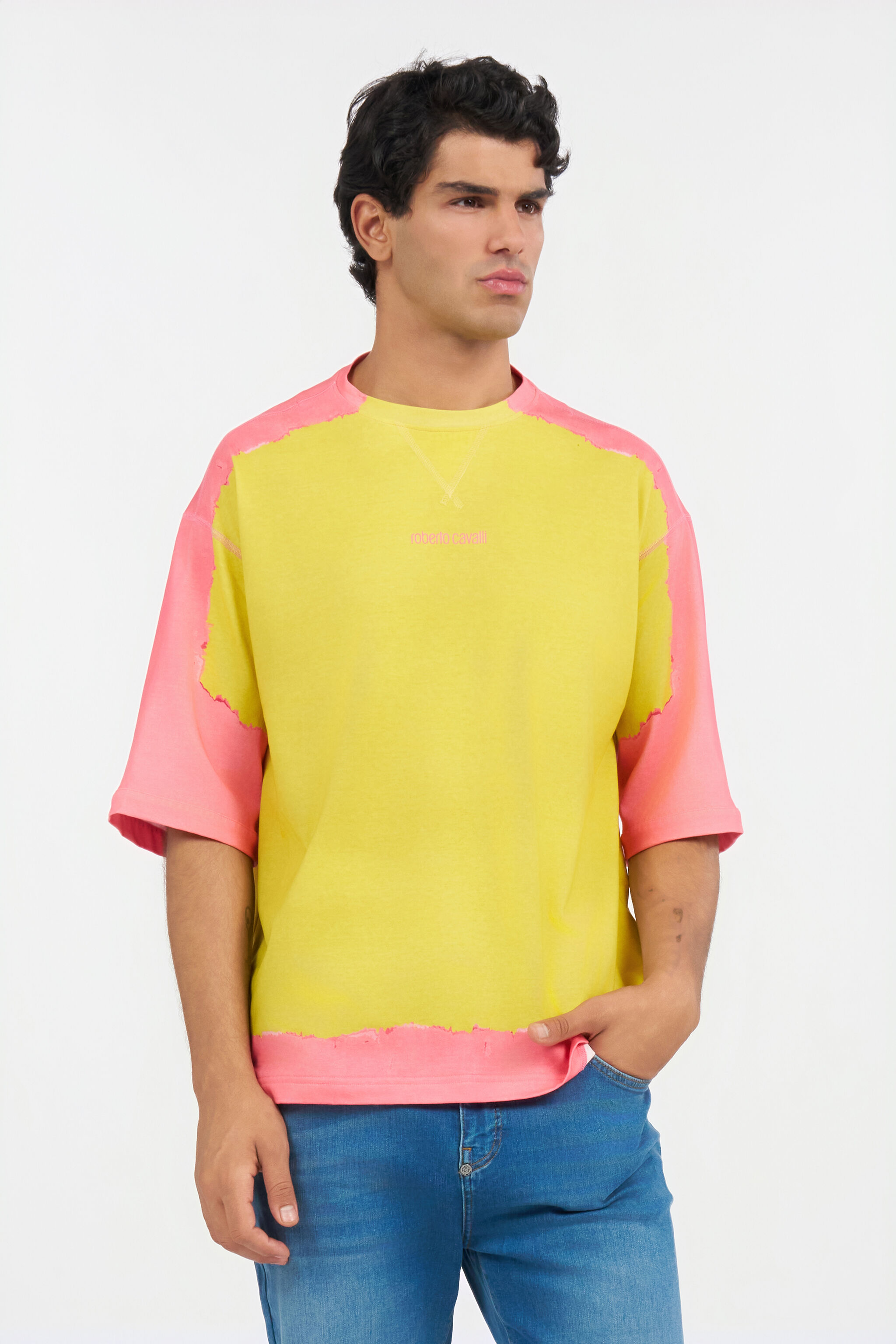 RC Color-Block T-Shirt In Gelb Und Pink YELLOW WNT62D-JD060