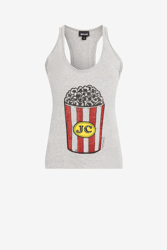 JC Just Cavalli Crystal-Embellished Popcorn-Print Top 857M-857M EQLSEJ-ISDT9