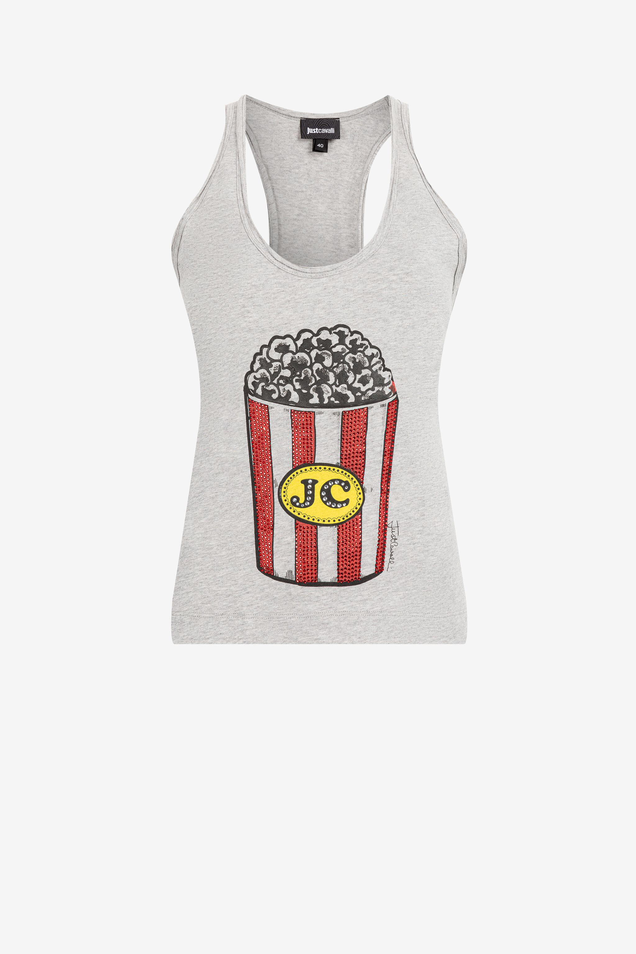 JC Just Cavalli Crystal-Embellished Popcorn-Print Top 857M-857M EQLSEJ-ISDT9