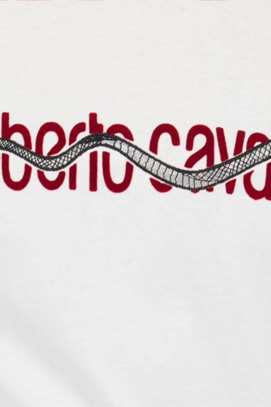 RC White T-Shirt With Embroidered Snake Logo WHITE ROT60C-JD065