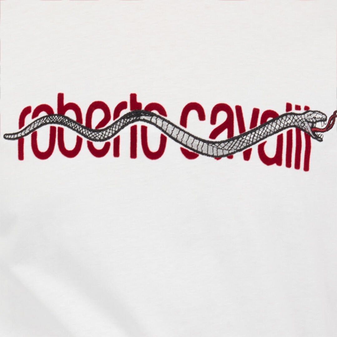 RC White T-Shirt With Embroidered Snake Logo WHITE ROT60C-JD065