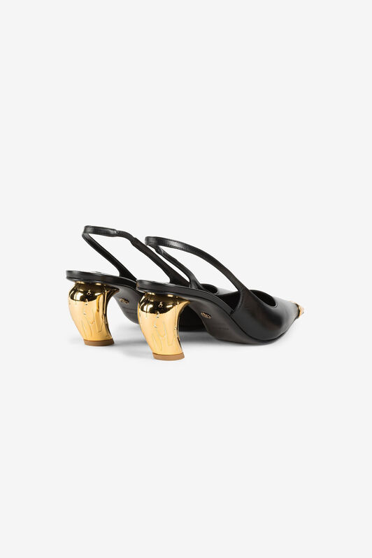 RC Leather Slingback Pumps Black PKS009-PZ078