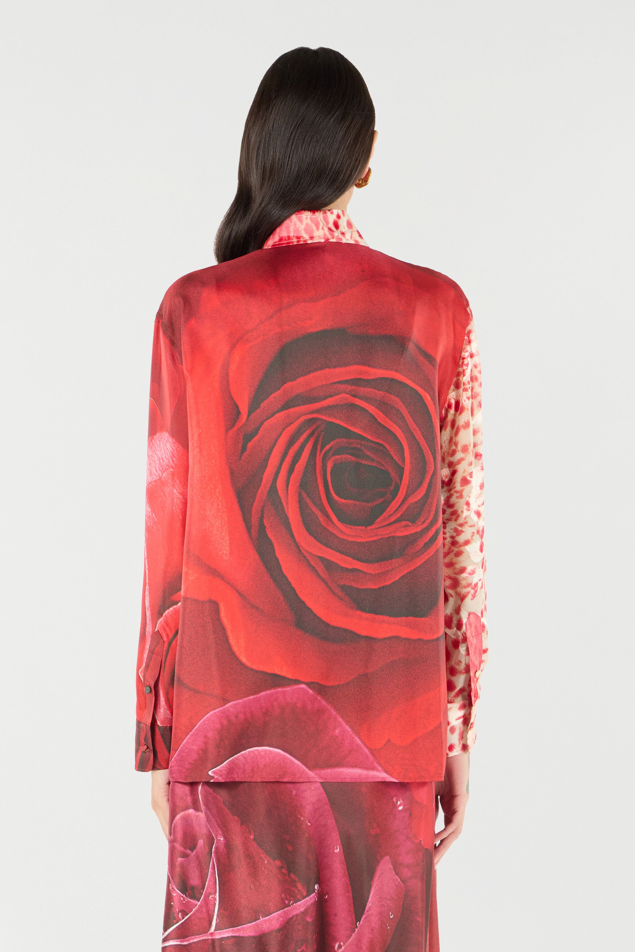 RC Shirt With Jaguar Skin And Rose Print Red UKT704-4QN48