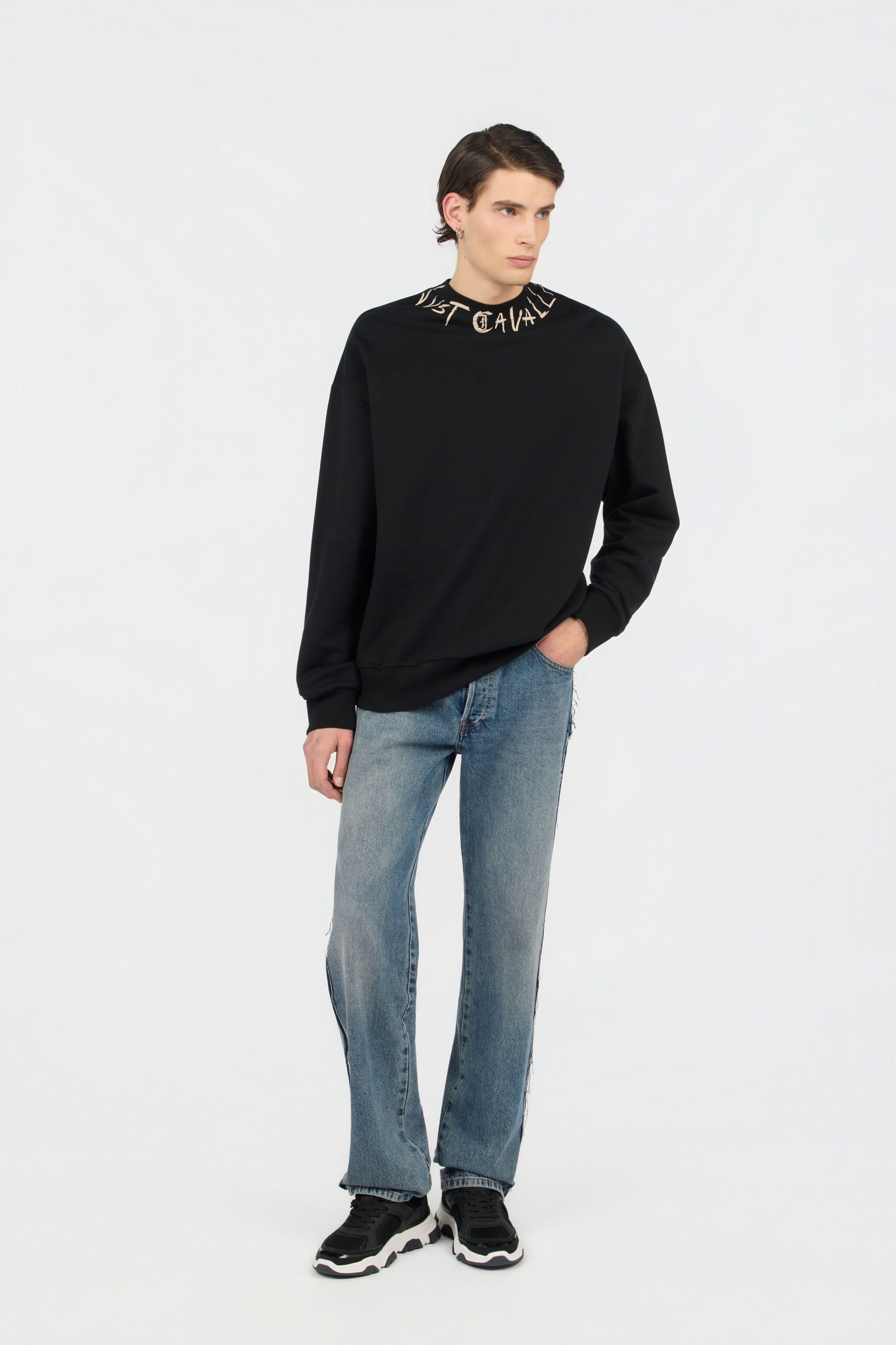 JC Black Sweatshirt With Logo BLACK WFT112-WF142