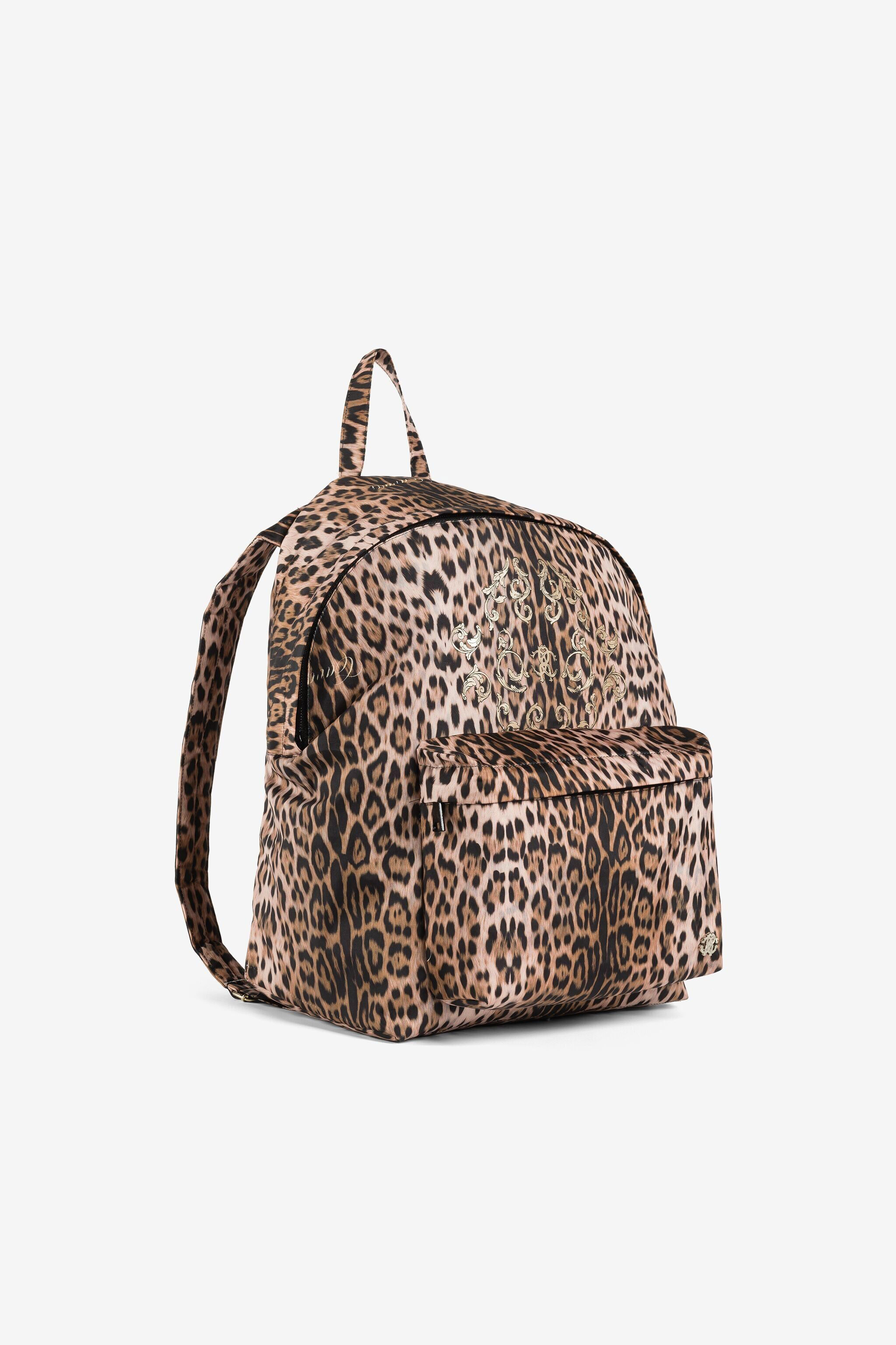 JU Zaino con stampa Leopard Marrone chiaro QJB001-5RF65