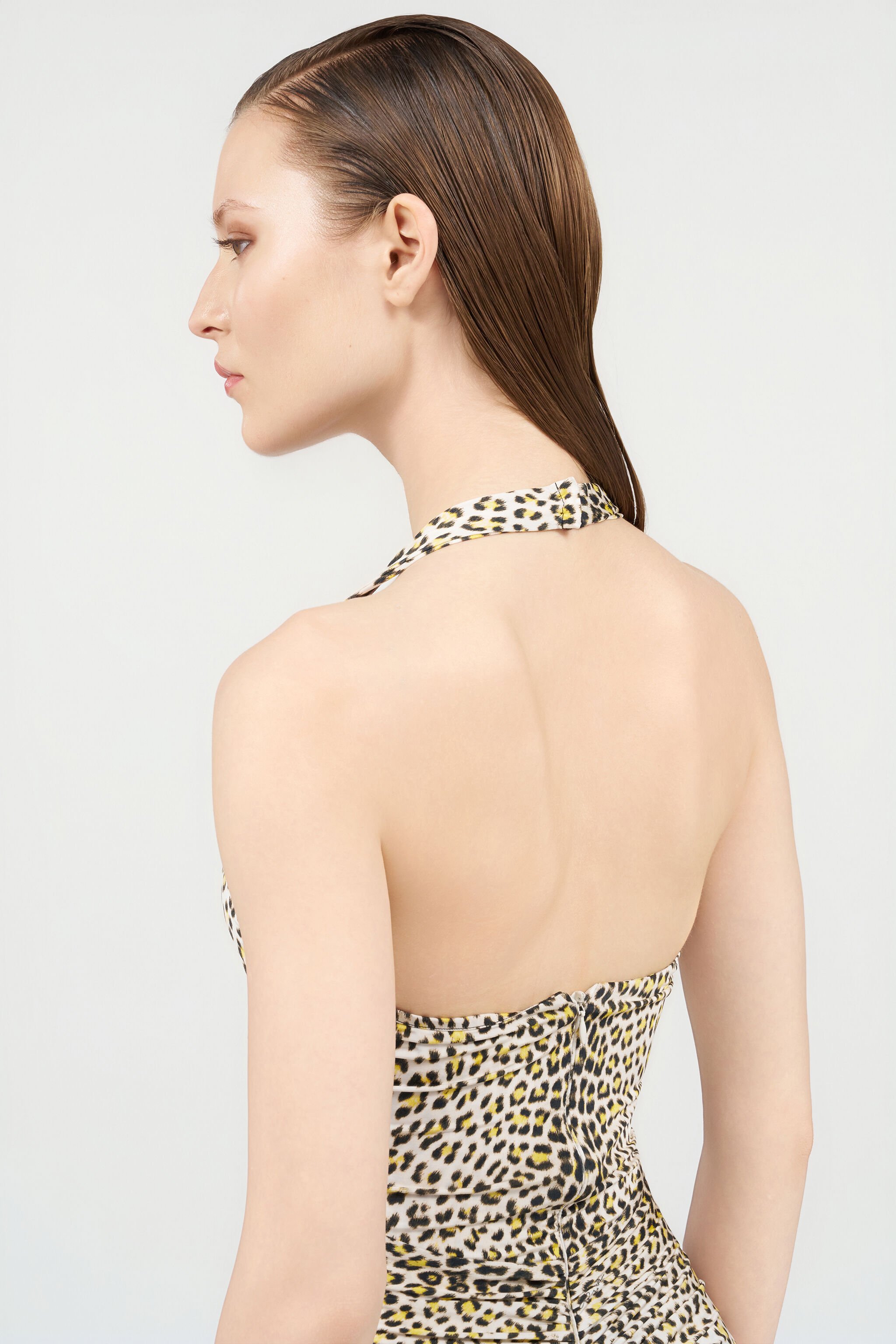 RC Pop Jaguar Print Midi Dress YELLOW/BLACK WQT119-LNR30