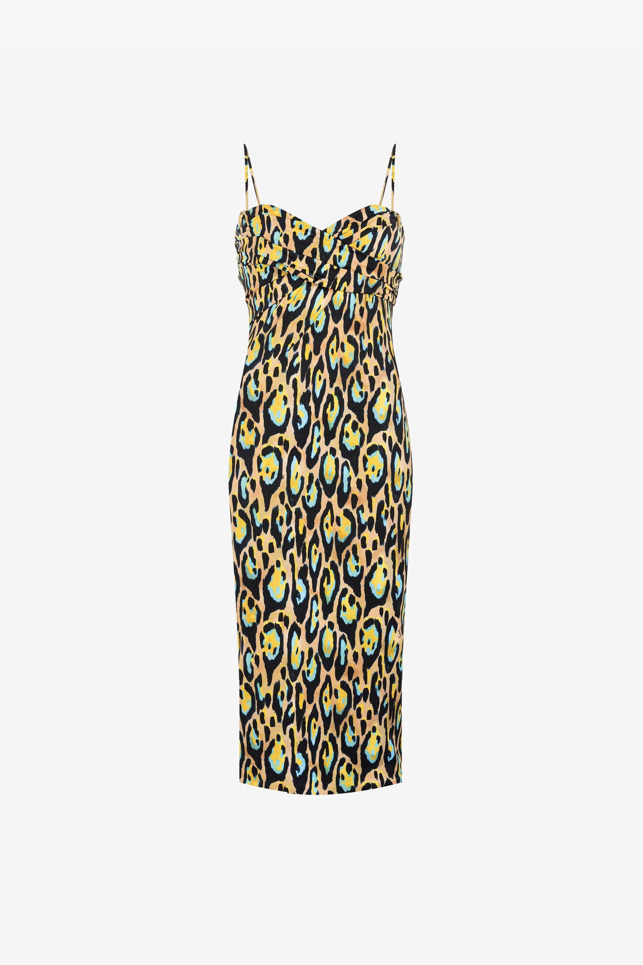 RC Leopard print sleeveless midi dress Yellow QKT104-LNF68