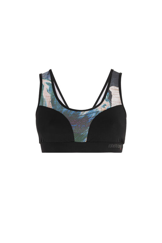UG Abstract-Print Logo Crop Top BLUE/YELLOW/RUST HYY00I-4CL93