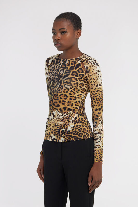 RC Long-sleeved T-shirt with Jaguar Skin print Marron clair SKT605-LNG34