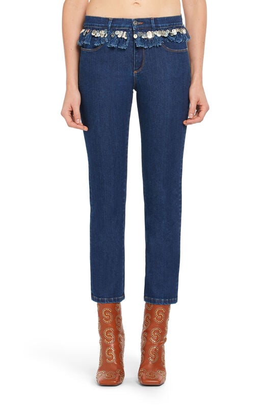 RC Fransen-Jeans mit Paillettenstickerei RC Fransen-Jeans mit Paillettenstickerei Dunkelblau IWJ245-DS001