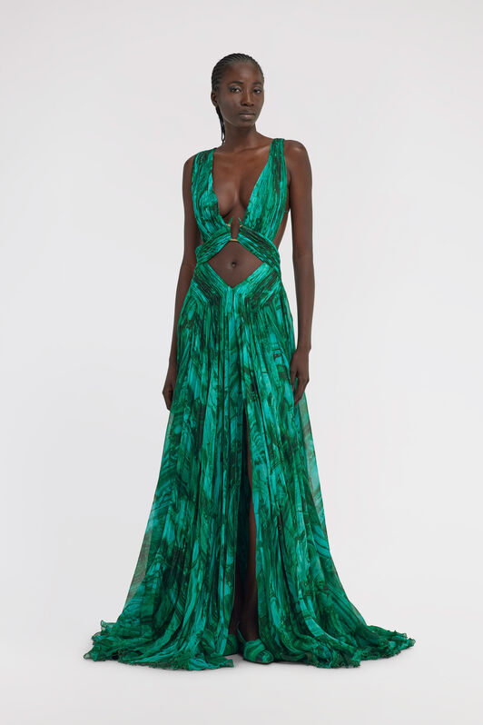RC Profumo Kleid mit Malachit-Print Grün TKT137-CKN06