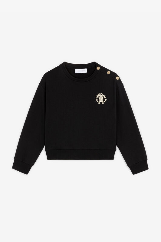 JU RC Monogram-Embroidered Cotton Sweatshirt Black RJT935-CF050