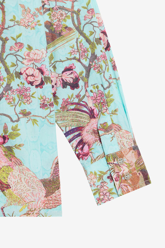 JU Multicolor Shirt with Floral and Pheasant Print MULTICOLOR VJT70F-7MQ07