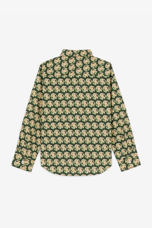 JU RC Monogram-Print Cotton Shirt JU RC Monogram-Print Cotton Shirt Green RJT70F-4FH94