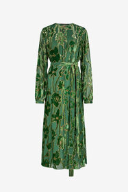 ${brand} Vestido Midi Verde De Devoré De Terciopelo ${colorDescription} ${masterID}