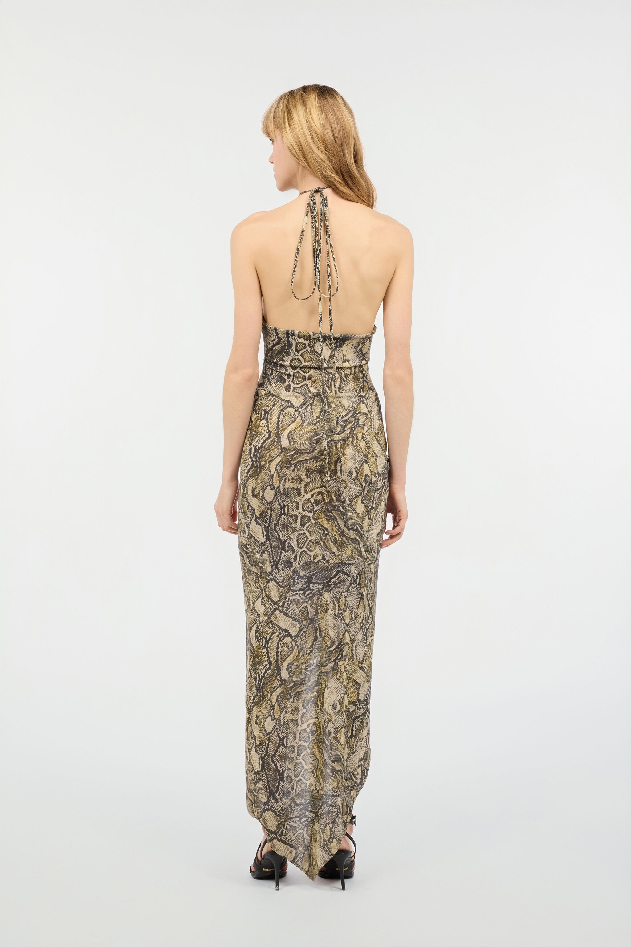 JC Asymmetrical Dress With Python Print Light brown UFT175-UF241