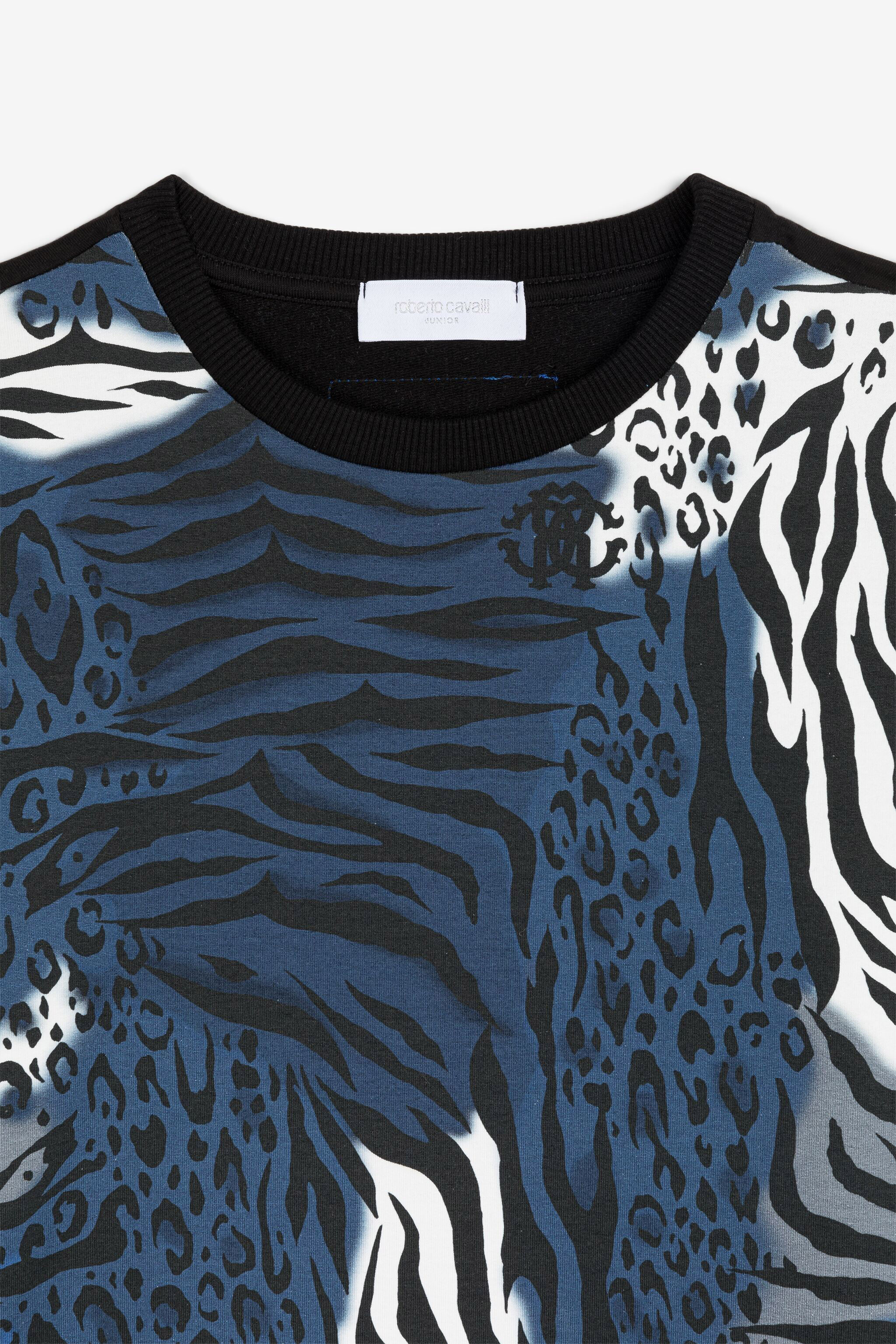 JU Zebra-print cotton sweatshirt Dark blue PJT981-CF050