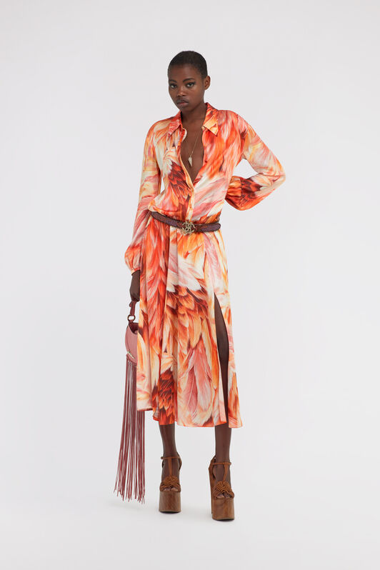 RC Long dress Plumage print RC Long dress Plumage print Orange SWT117-6DL71