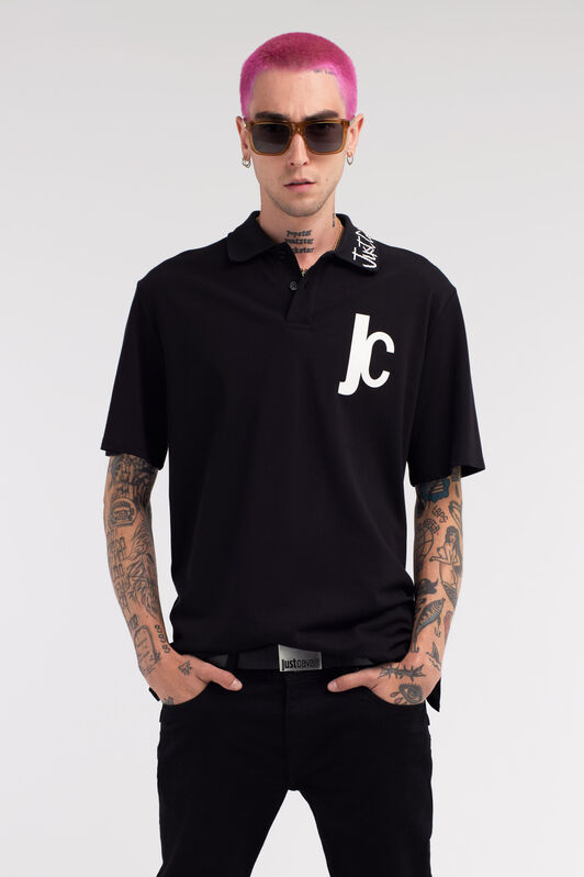 JC Just Cavalli Logo Polo Shirt JC Just Cavalli Logo Polo Shirt Black RRT903-RR165