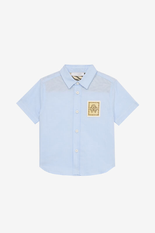 JU Camisa Con Parche Monograma RC E Inscripción Azul claro UJT700-FN053