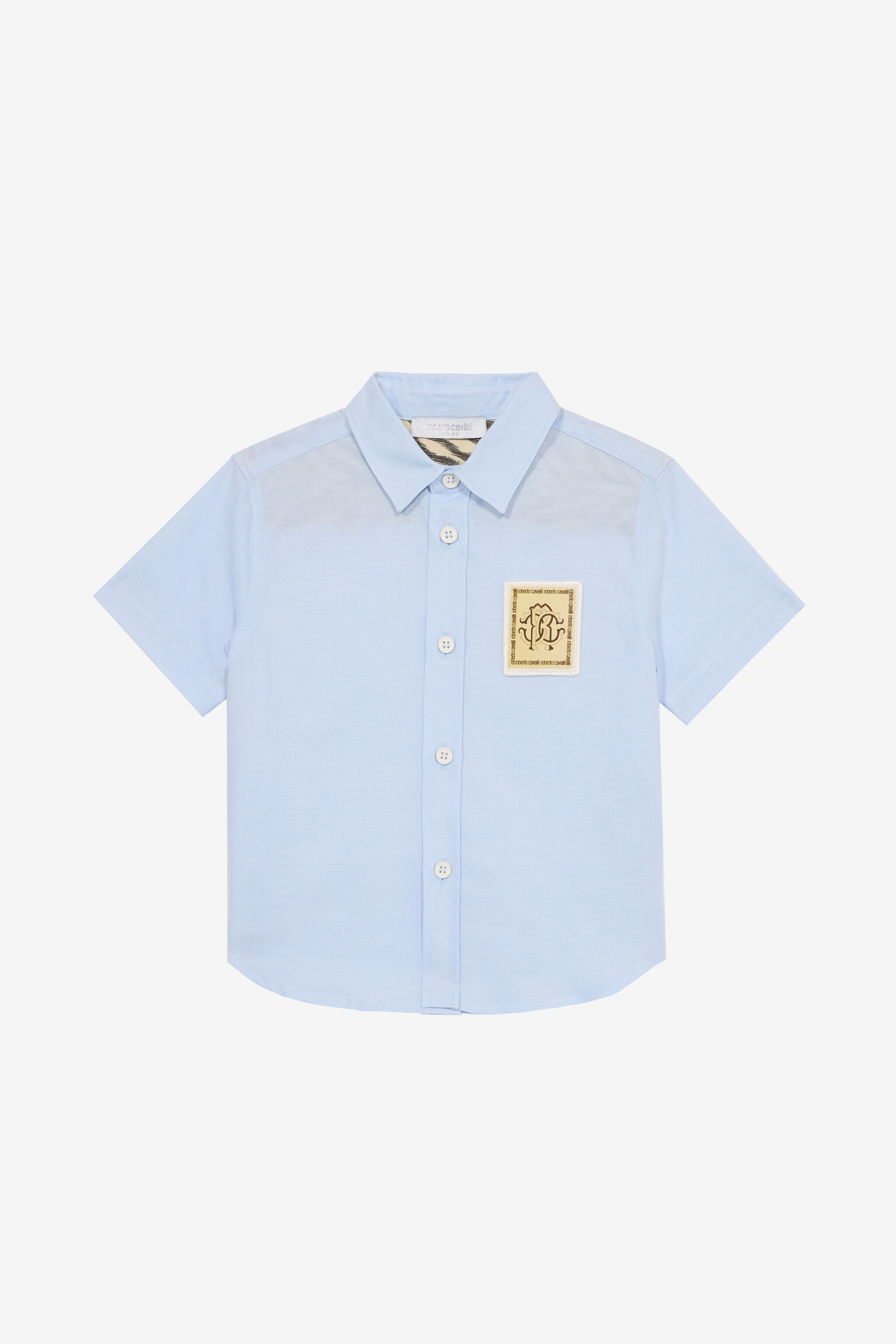 JU Camisa Con Parche Monograma RC E Inscripción Azul claro UJT700-FN053