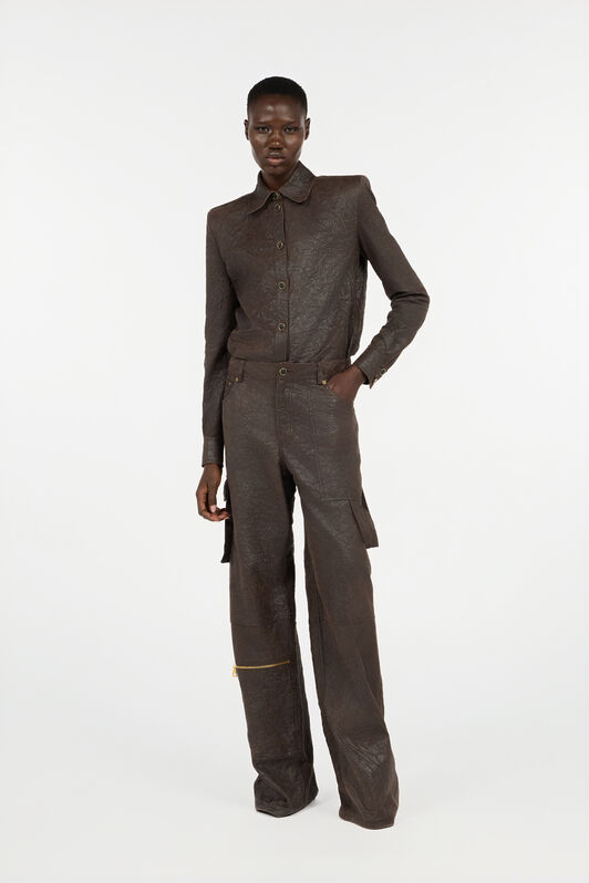 RC Pantalón Marrón Oscuro De Piel Auténtica RC Pantalón Marrón Oscuro De Piel Auténtica Marrón VWP250-PN002