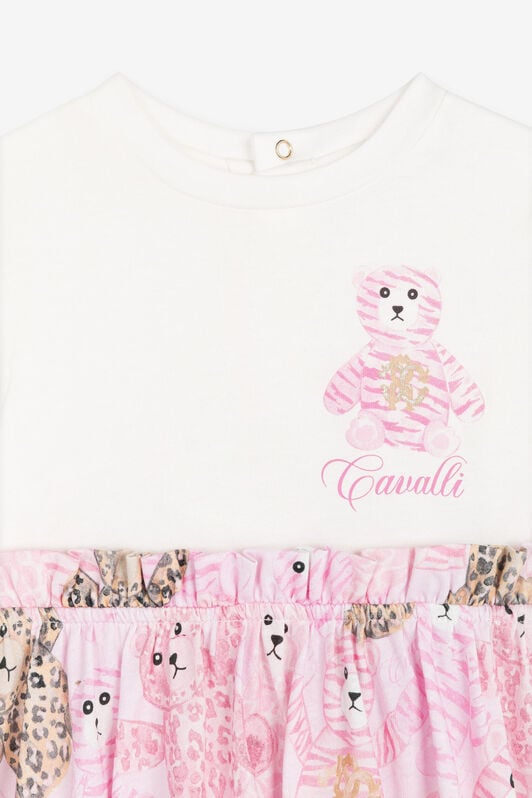 JU Teddy Bear-Print Cotton Dress Pink RJT105-JD001