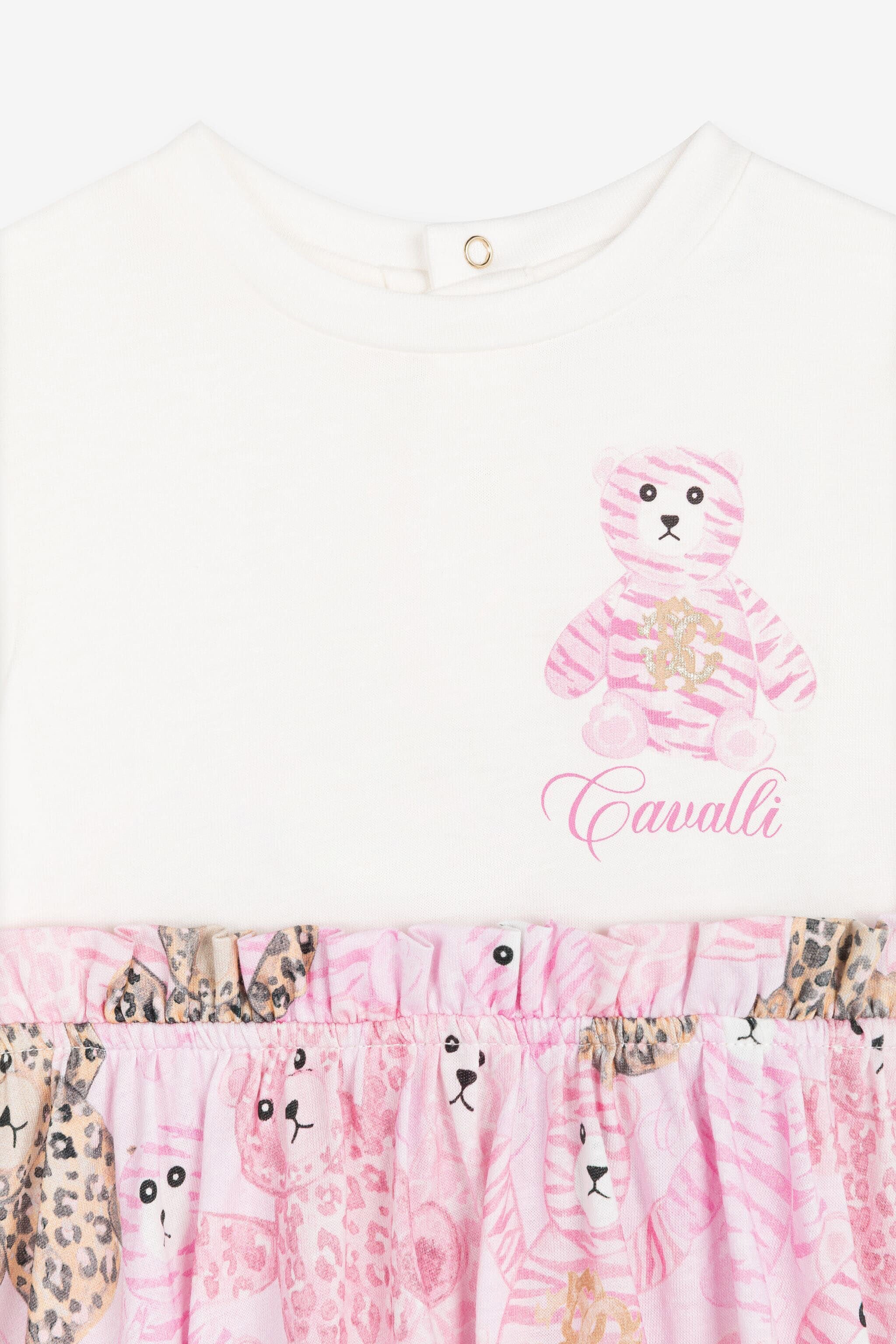 JU Teddy Bear-Print Cotton Dress Pink RJT105-JD001