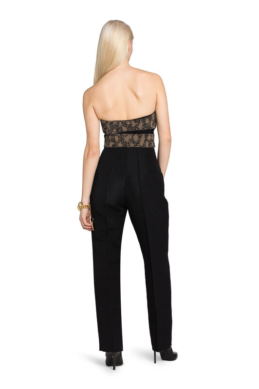 RC Bead-Embellished Wrap-Effect Bodysuit Black GWR629-RT026