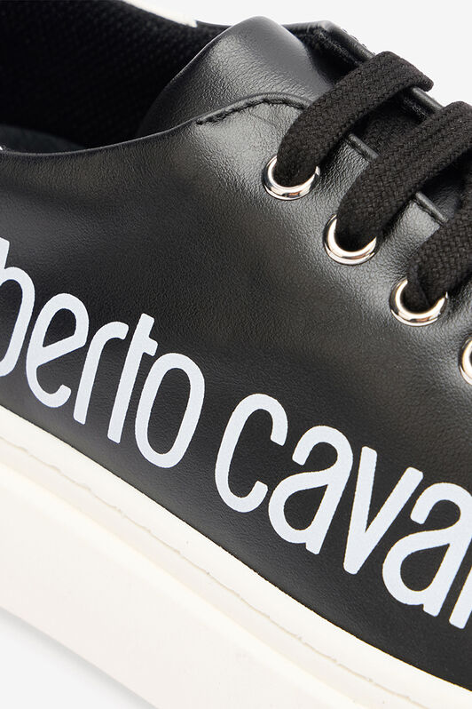 RC Black Leather Sneaker With Logo BLACK/WHITE QOS01I-PZO16