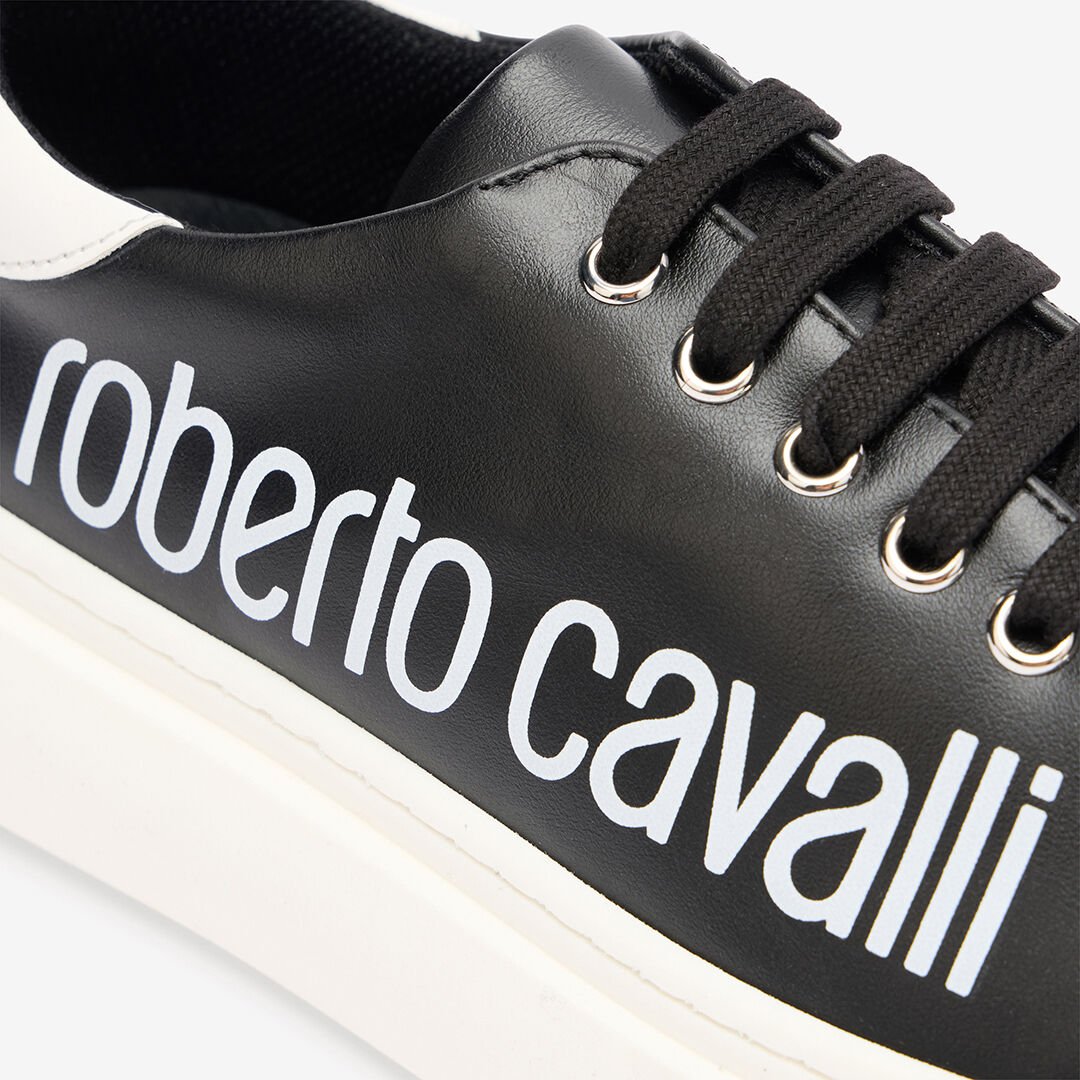 RC Black Leather Sneaker With Logo BLACK/WHITE QOS01I-PZO16