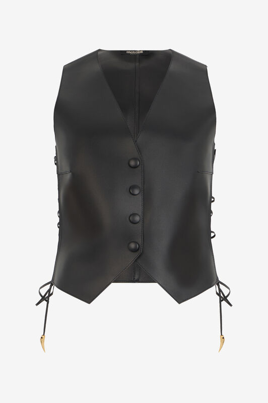 RC Black Leather Vest With Lace-Up Sides RC Black Leather Vest With Lace-Up Sides Black TKP600-PN001