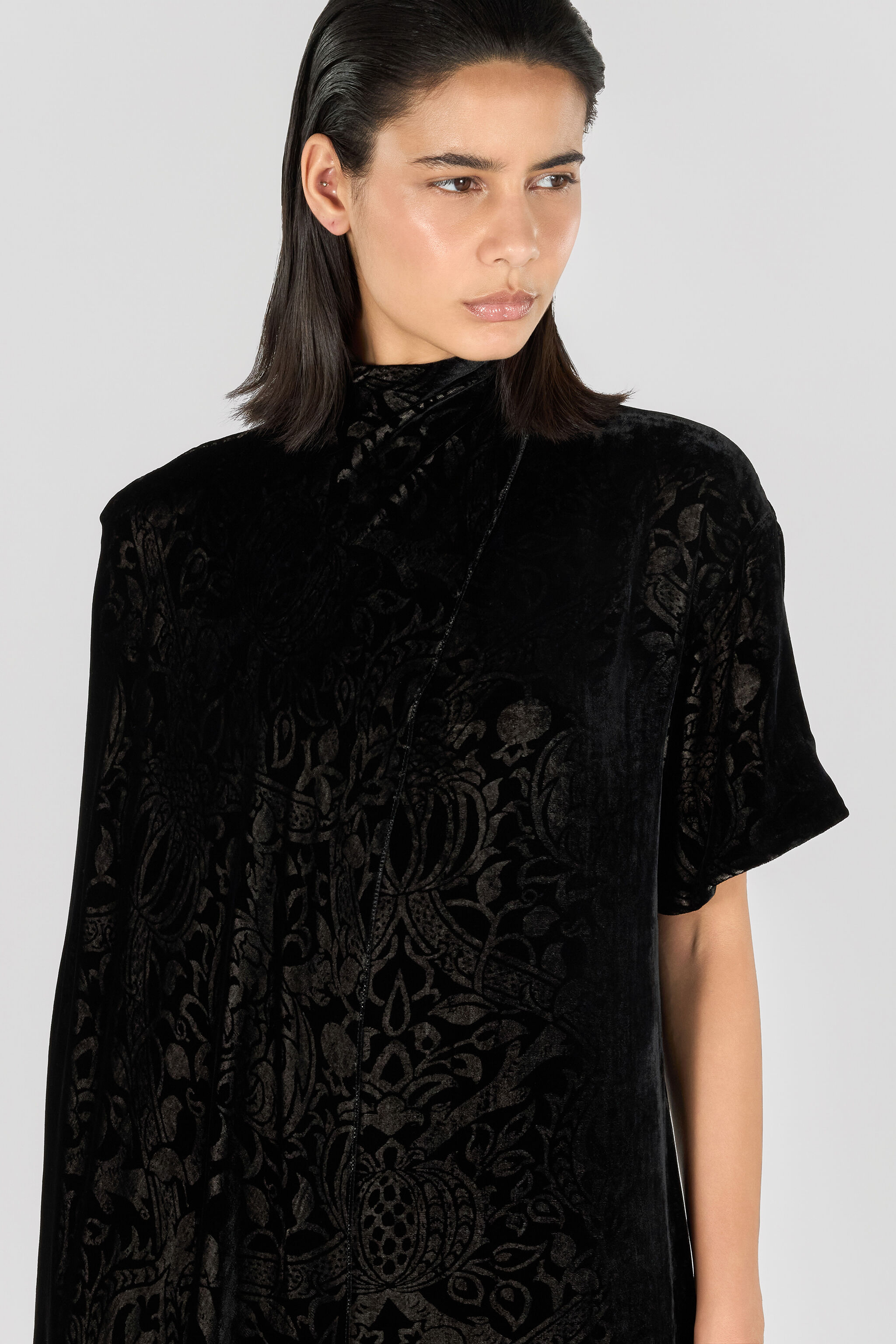 RC Abito midi con stampa Broccato Nero TWT122-VUN25