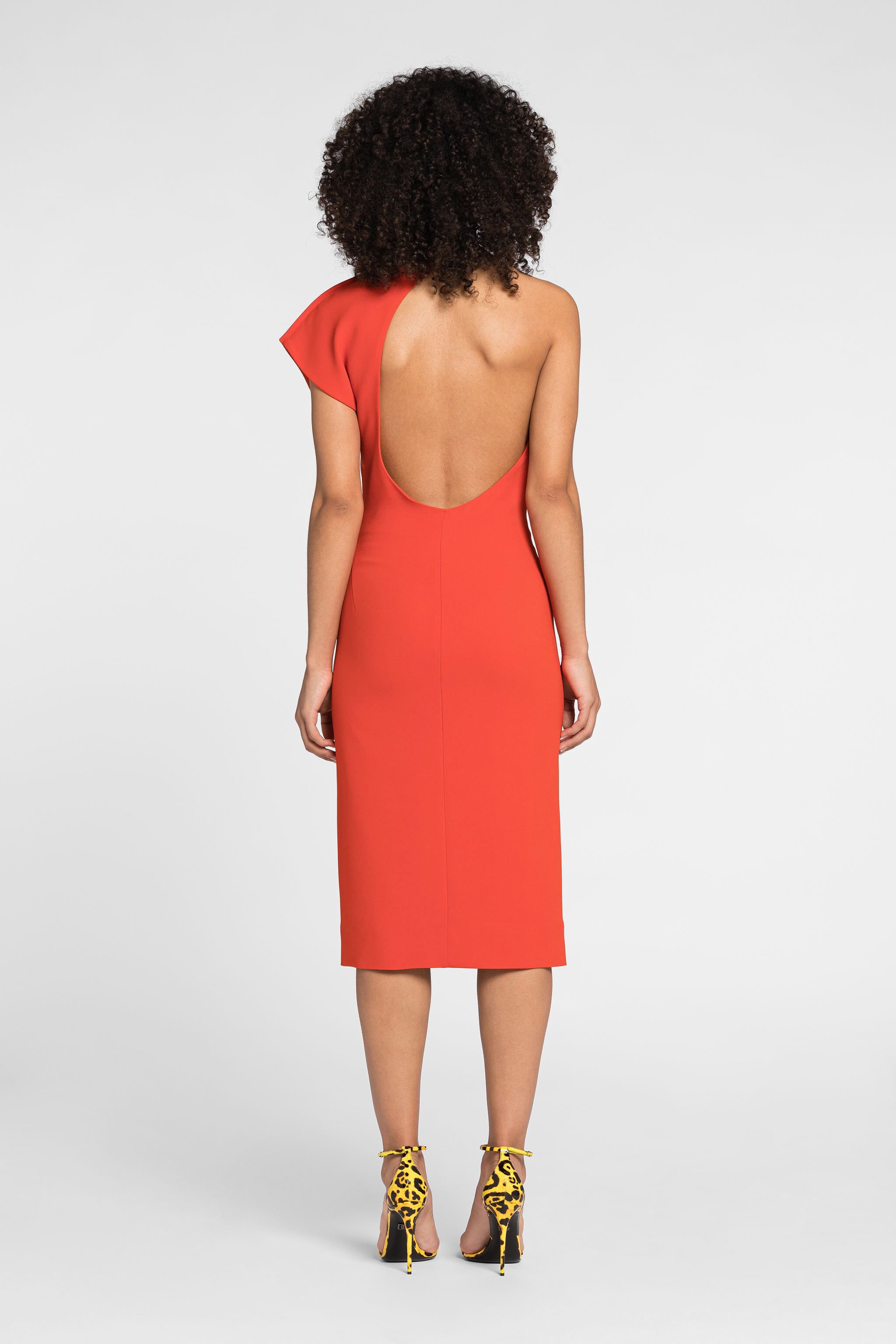 RC Asymmetrisches Kleid mit Reißverschluss Orange OQT102-HR005
