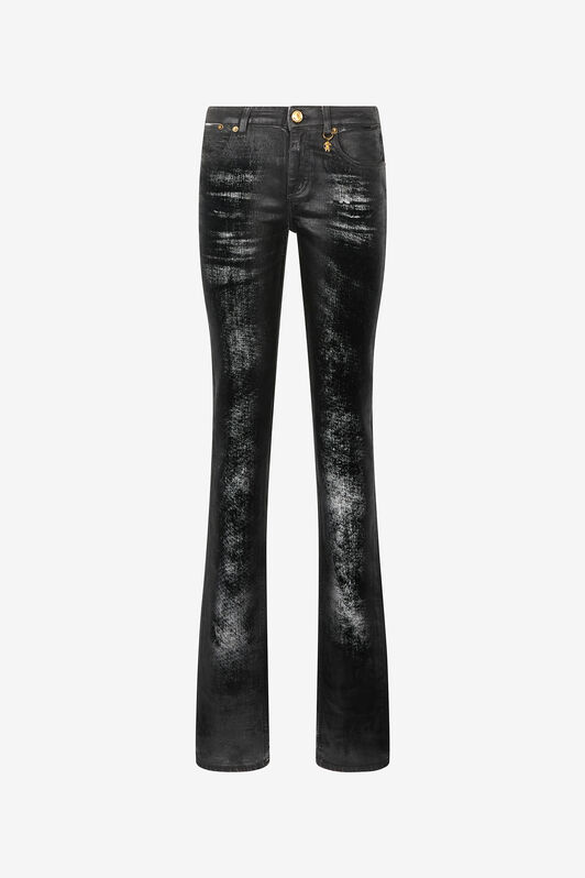 RC Distressed-Effect Python Skin Jeans Black UKJ220-DS003