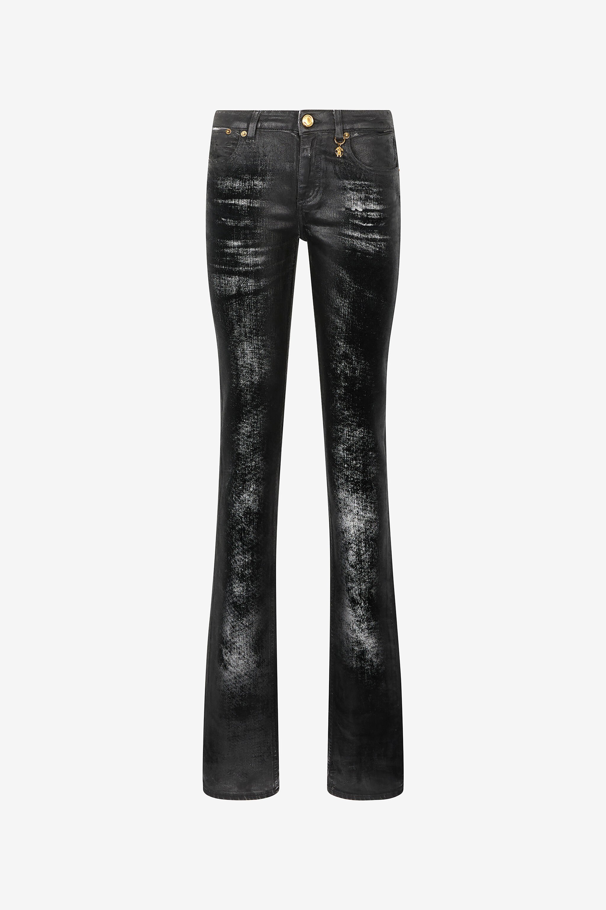 RC Distressed-Effect Python Skin Jeans Black UKJ220-DS003