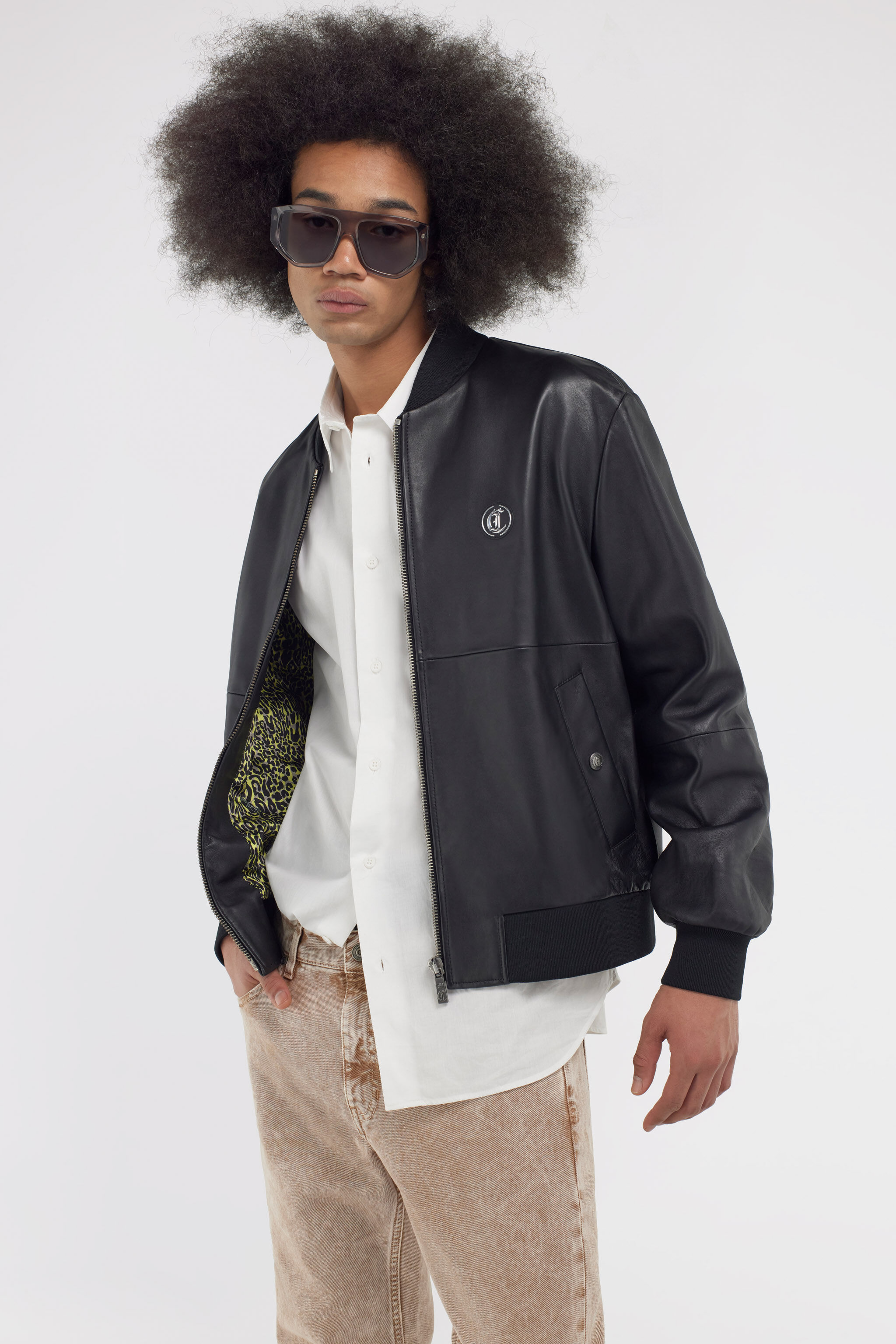 JC Just Cavalli leather bomber jacket Black SFP003-SF229