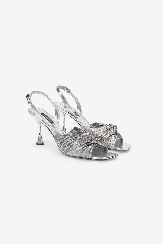 RC Sandalias Destalonadas De Piel Metalizada Plata UKS006-PZF01