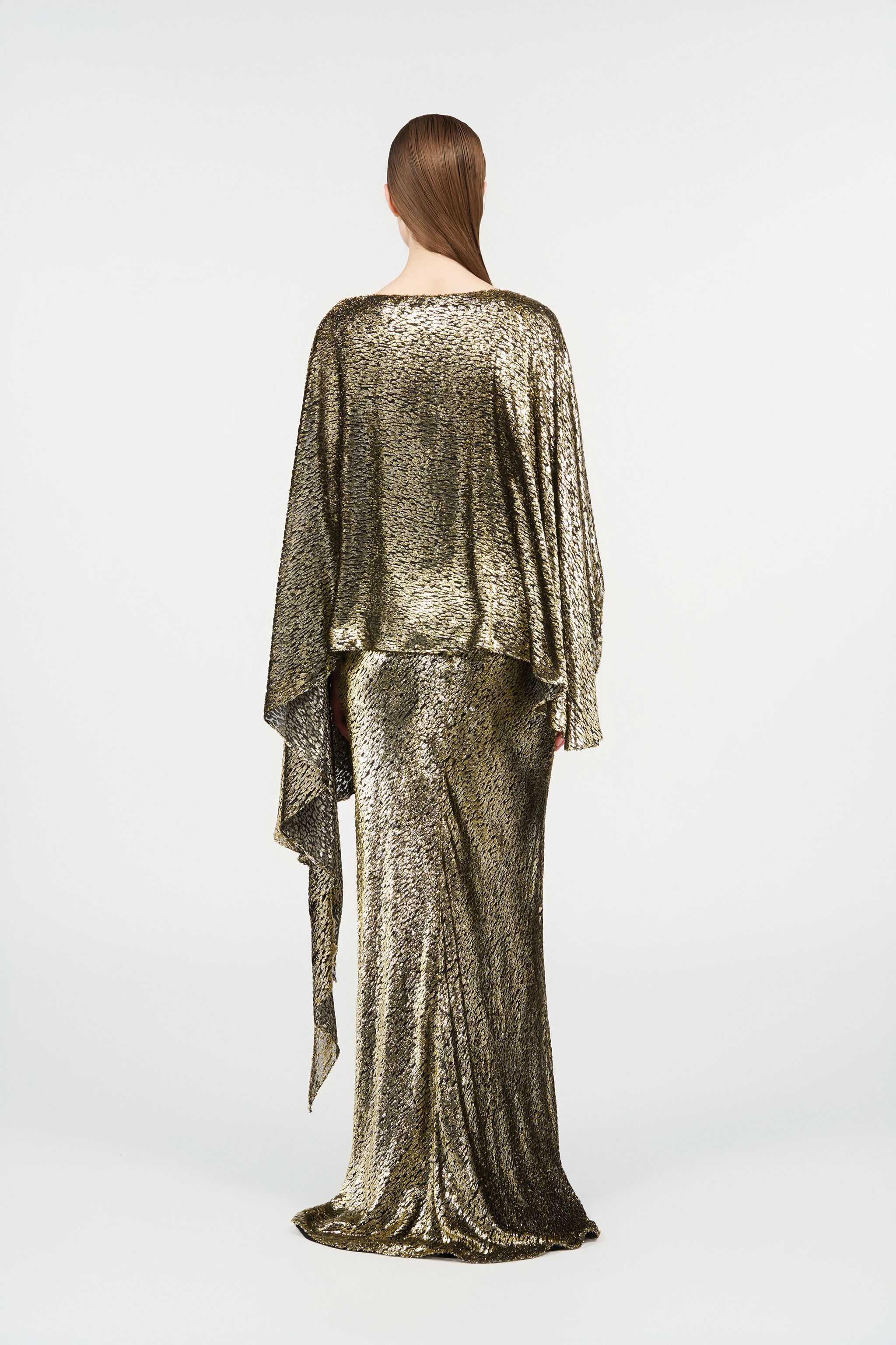 Asymmetric Gold Lamé Dress in LIGHT GOLD for Women | Roberto Cavalli®