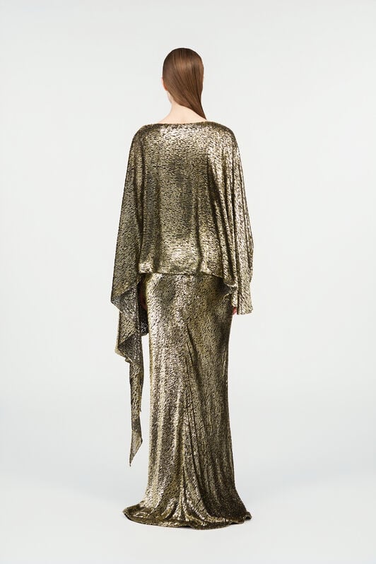 RC Asymmetric Gold Lamé Dress LIGHT GOLD WKT199-FT060