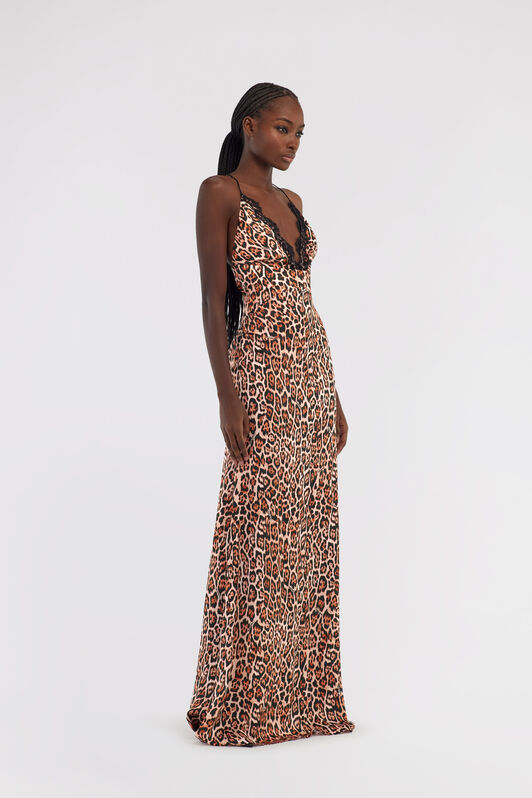 RC Slip dress with Leopard print Braun NOT10E-FXM81