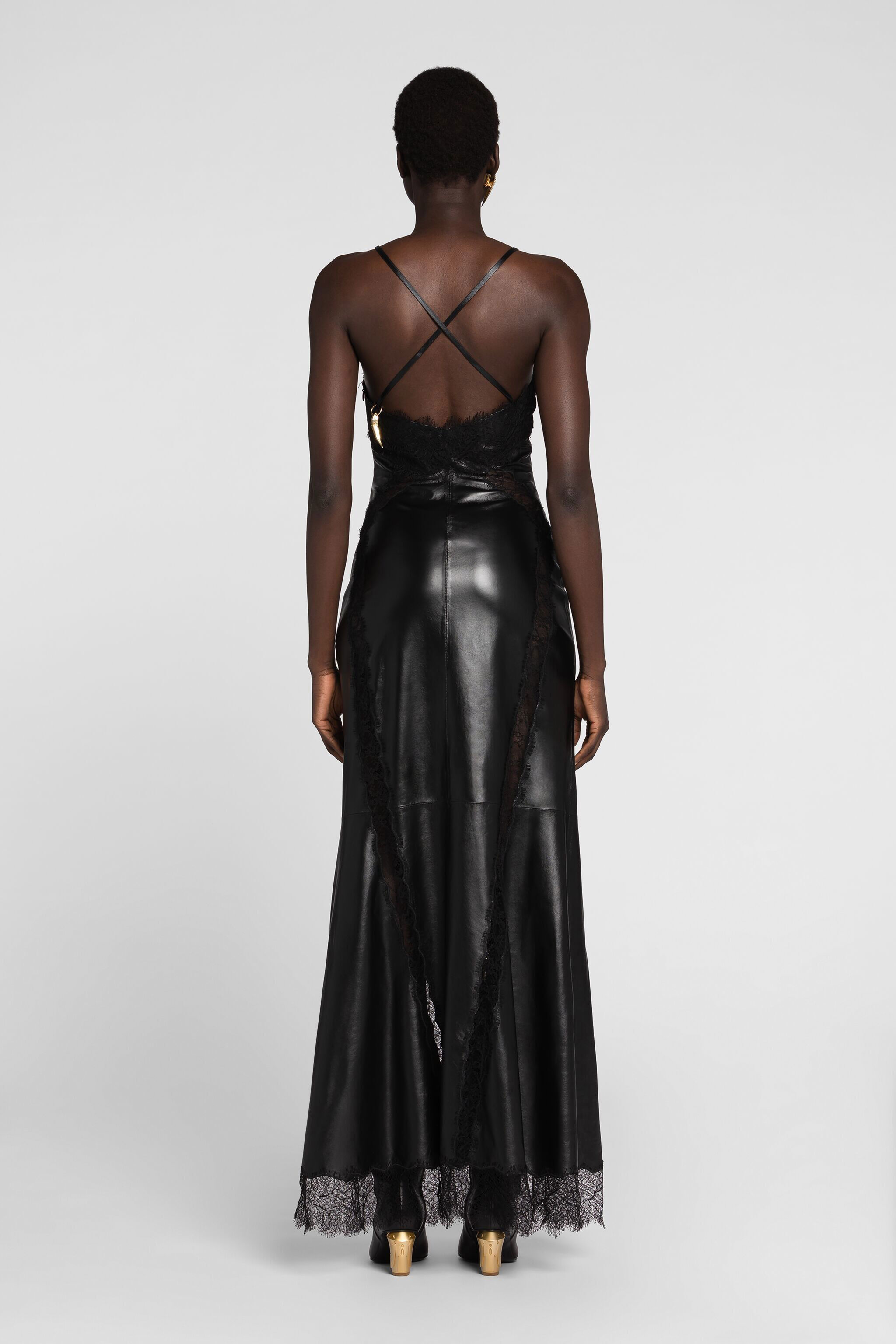 RC Leather And Lace Maxi Dress Black PKP102-PN001