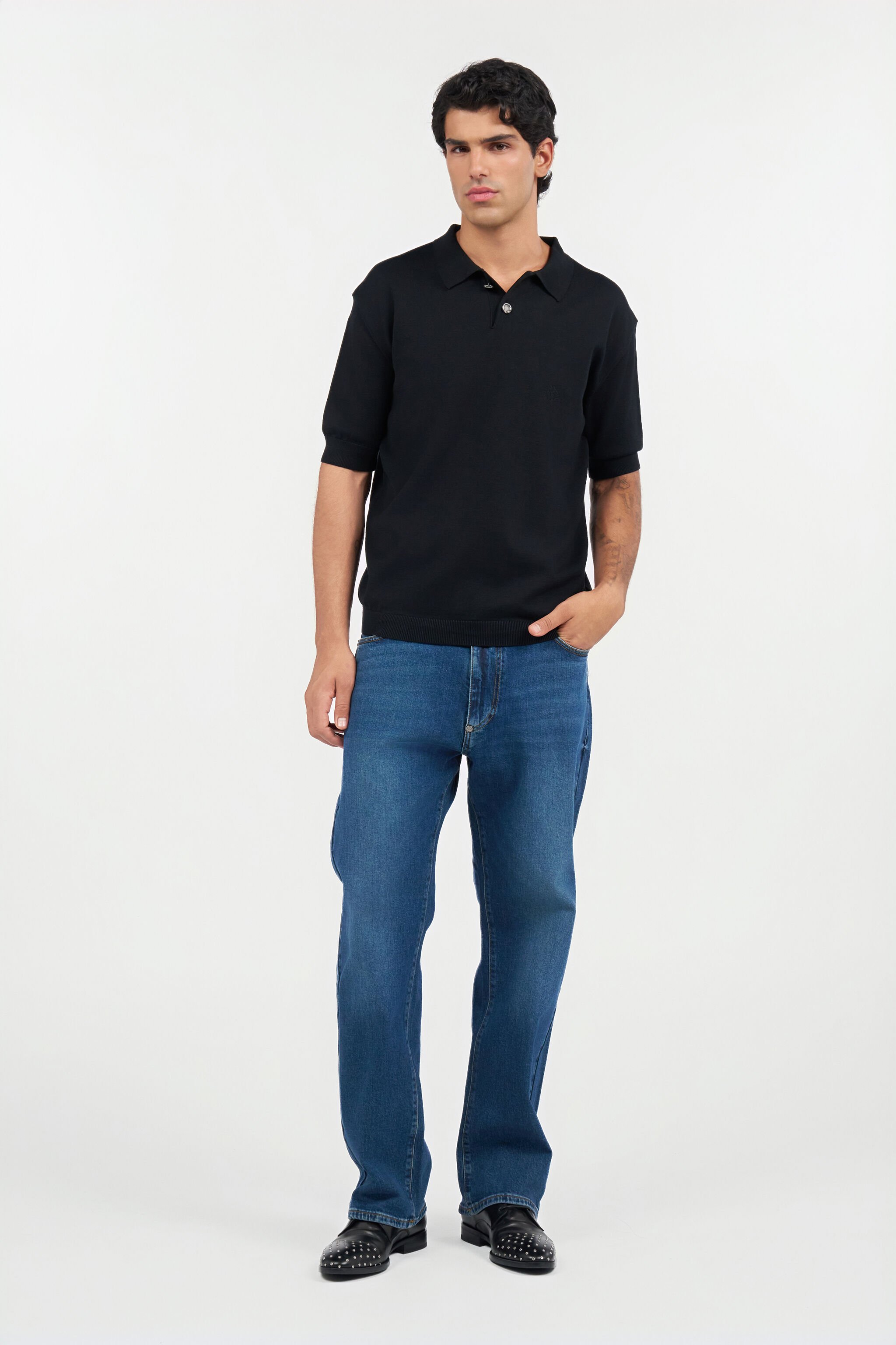 RC Cotton polo Black UMM642-WH003